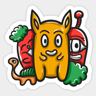 Monster Character Doodle Art Sticker